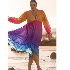 NWT Eloquii Ombre Tiered Maxi Coverup Dress (The Drop pink slip included) 18/20